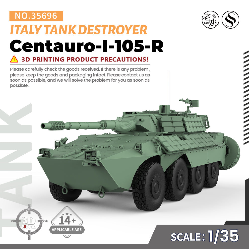 SSMODEL 696D Finished Painted 15mm WarGaming Military Model Kit Italy Centauro-I-105-R Tank Destroyer 3D Printed Resin Model Kit by SSMODEL