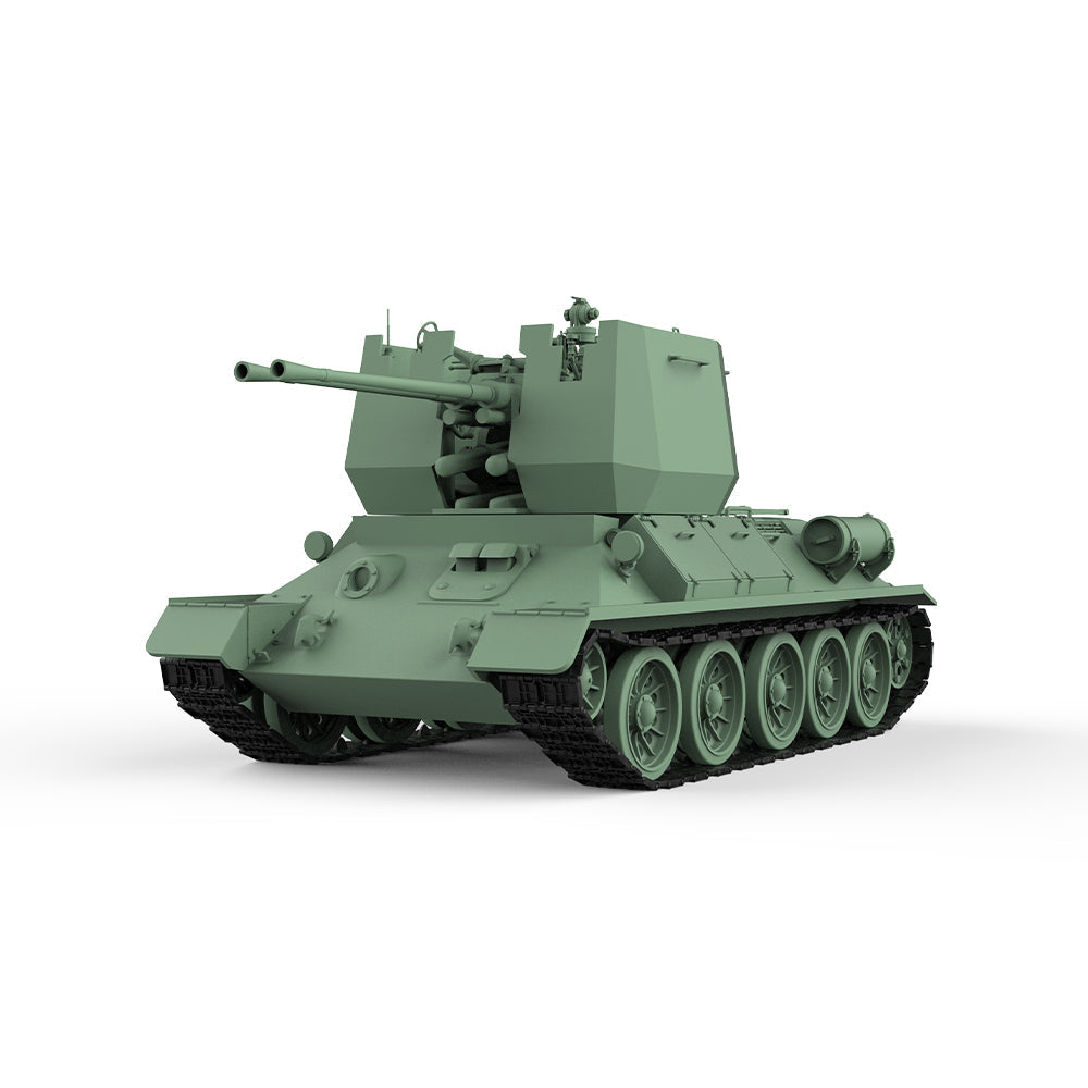 Detail view of SSMODEL 751 Military Armoured Model Kit Soviet T-34 Anti Aircraft Tank Model