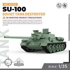 SSMODEL 753 Military Armoured Model Kit Soviet SU-100 Tank Destroyer 3D Printed Resin Model Kit by SSMODEL