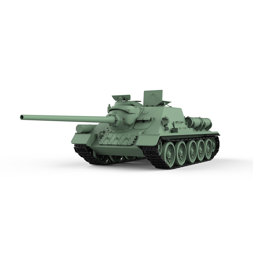 Detail view of SSMODEL 753 Military Armoured Model Kit Soviet SU-100 Tank Destroyer Model
