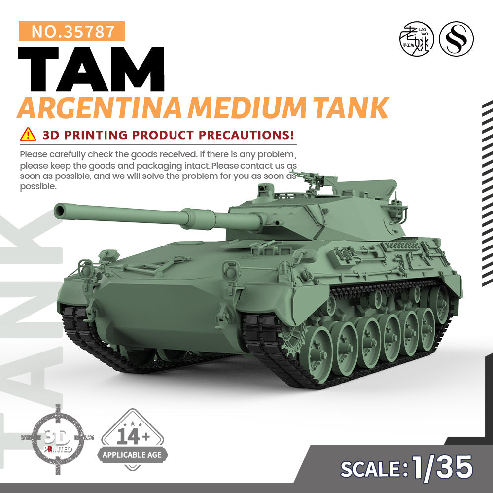 SSMODEL 787 Military Armoured Model Kit Argentina TAM Medium Tank 3D Printed Resin Model Kit by SSMODEL