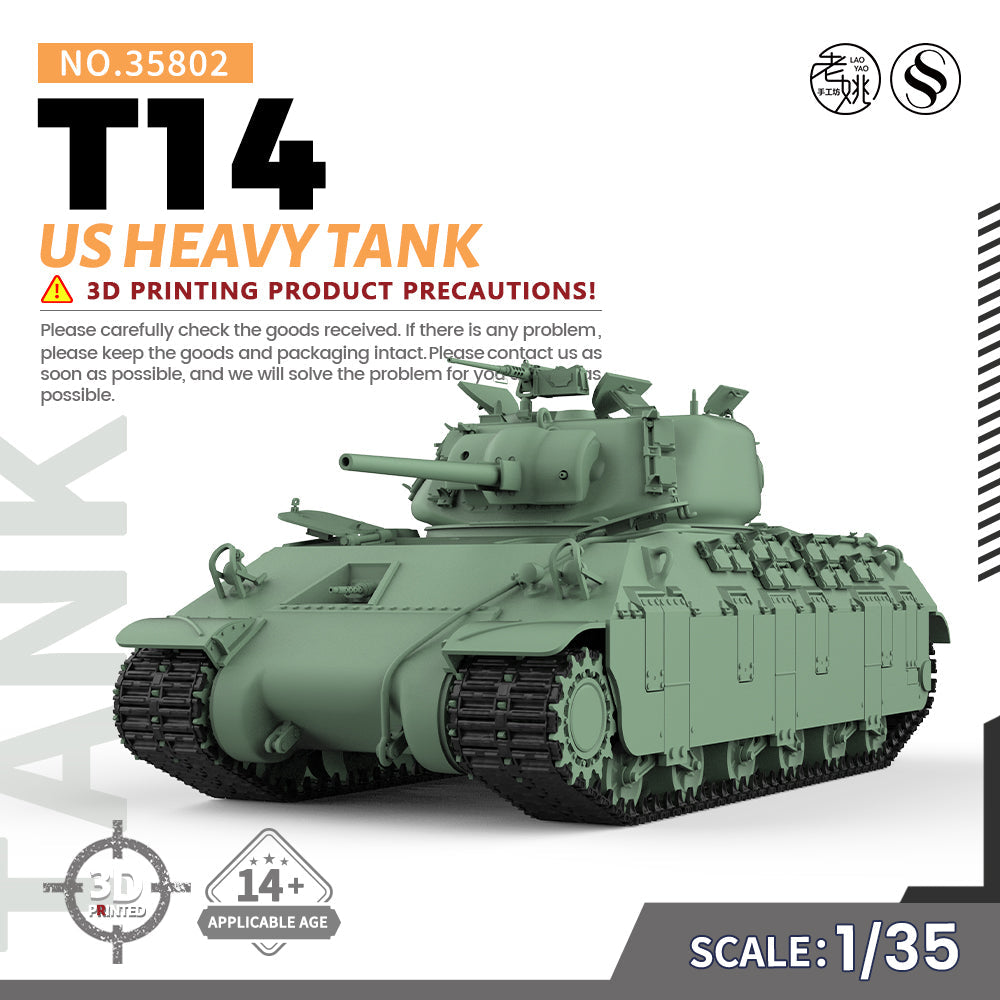 SSMODEL 802D Finished Painted 15mm WarGaming Military Model Kit US T14 Heavy Tank 3D Printed Resin Model Kit by SSMODEL