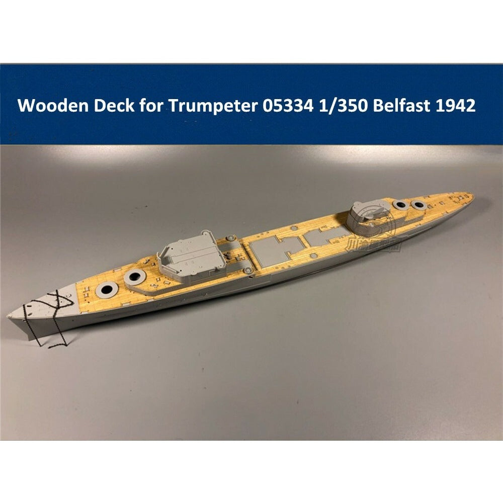 1/350 Scale Wooden Deck for Trumpeter 05334 HMS Belfast 1942 Model Kits — scale model kit
