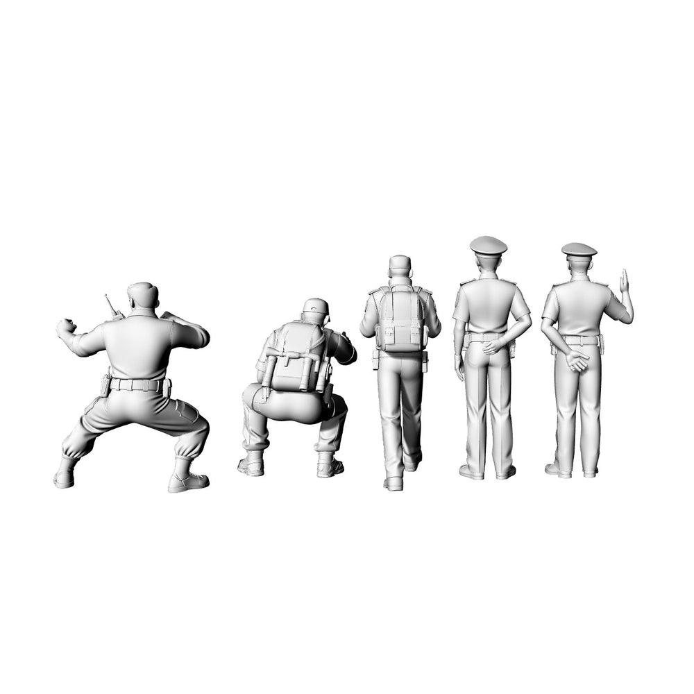 Detail view of Yao's Studio LYTR076   Police Officer 5-Pack 3D Print Model, Unpainted Law Enforcement Figures, DIY Painting Kit 1set Model