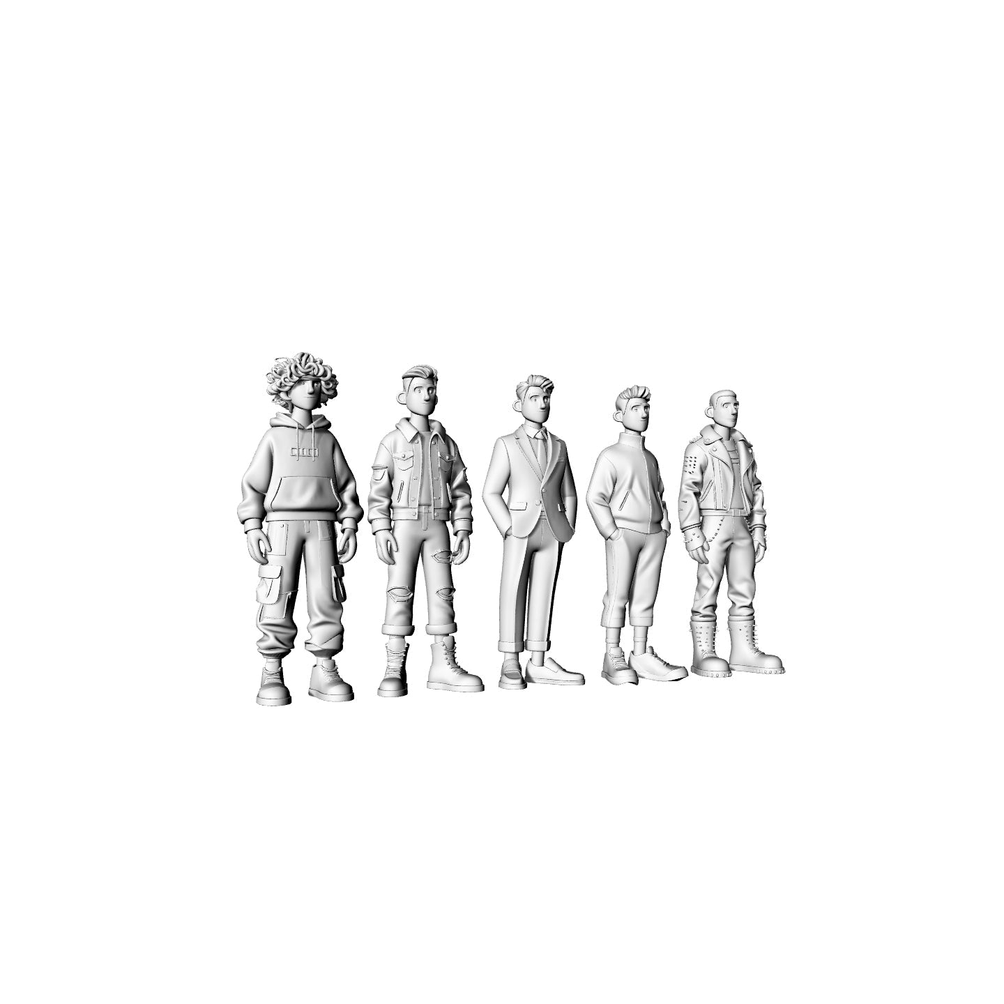 Detail view of Yao's Studio LYTR069 High Detail Modern Male Character Figures, Unpainted Resin 3D Print Models for Hobbyists 1set Model