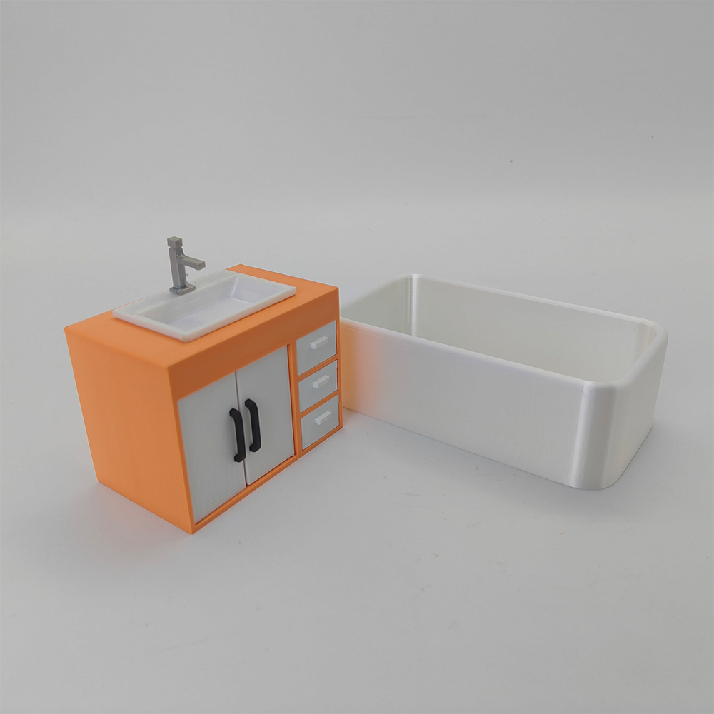 LYTP121003 1/12 Geometric Sweetness Spring Bathroom 3D Printing DIY Miniature Scenes Dollhouse Creative Decorations Desktop Scenarios Mini Models 12-Inch BJD OB Doll — detail view 3