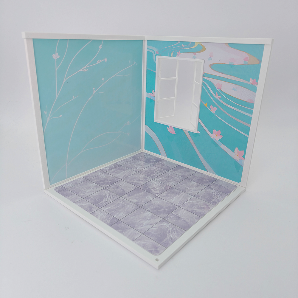 LYTP122003 1/12 Universal Wall & Floor Combination 3D Printing DIY Miniature Scene Dollhouse Creative Pendant Desktop Scene OB Baby 12-Inch Baby House Assembly Versatile Wall BJD Spring Bathroom Or Sweet Study Room — detail view 3