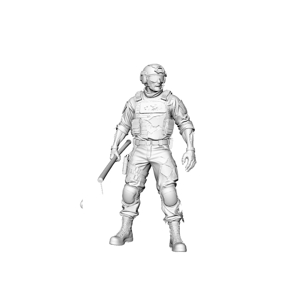 Detail view of MRY-SFW LYGR309 3D Printed Police Station Zombie Figures Set - Patrol SWAT Female Officer Detective Auxiliary Police Unpainted Model Kit Model