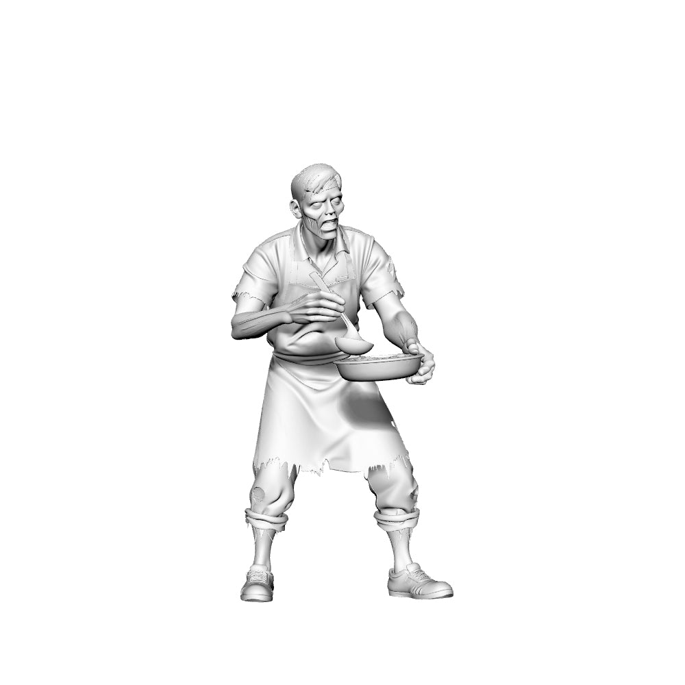 Detail view of MRY-SFW LYGR321 3D Printed Canteen Staff Zombies Set - Cook, Baker, Server, Cleaner Unpainted Model Kit Model