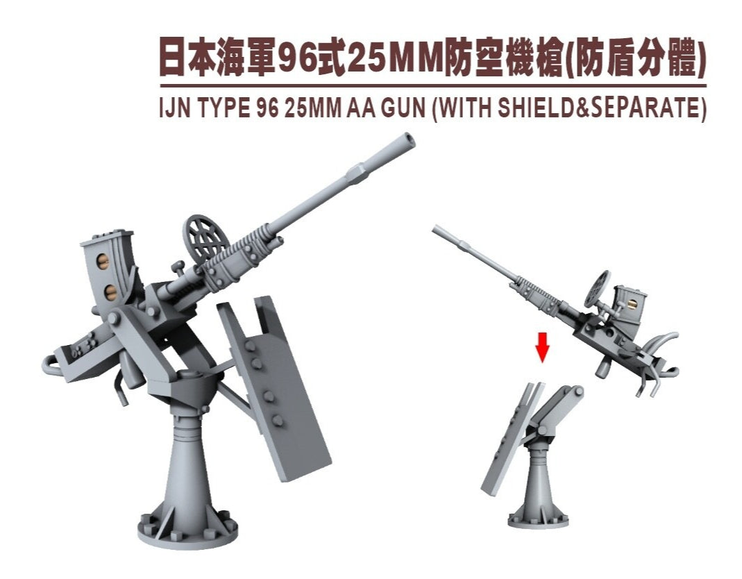SSMODEL R350004 1/350 IJN TYPE 96 25MM AA GUN (WITH SHIELD)