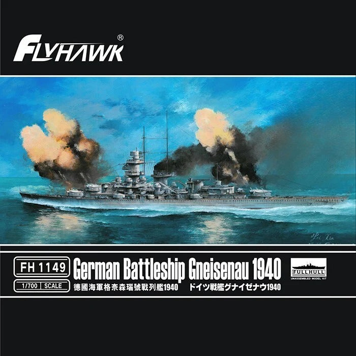 Flyhawk FH1149 1/700 German Battleship Gneisenau 1940 Plastic Model Kit
