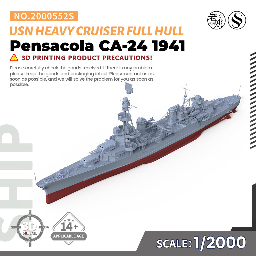 SSMODEL 552S Military Warship Model Kit US Navy Pensacola Heavy Cruiser 1941 CA-24 — detail view 3