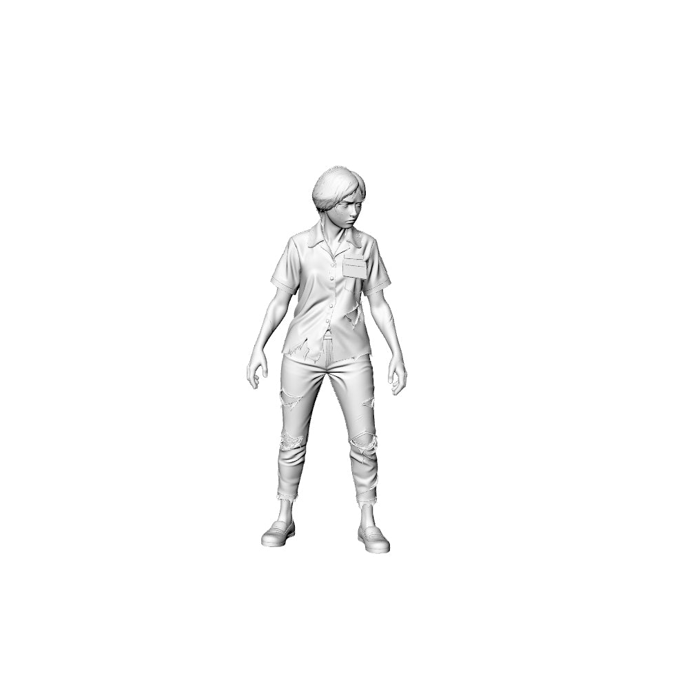Detail view of MRY-SFW LYGR323 3D Printed Post-Apocalyptic Supermarket Clerk Survivors Set Wargame Miniatures Model