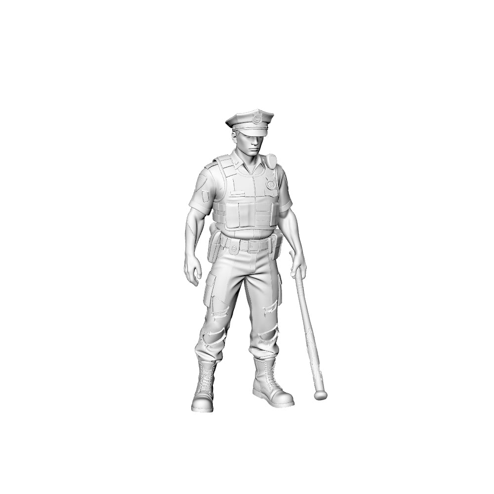 Detail view of MRY-SFW LYGR324 3D Printed Post-Apocalyptic Police Station Survivors Set POLICE Style Wargame Miniatures Model