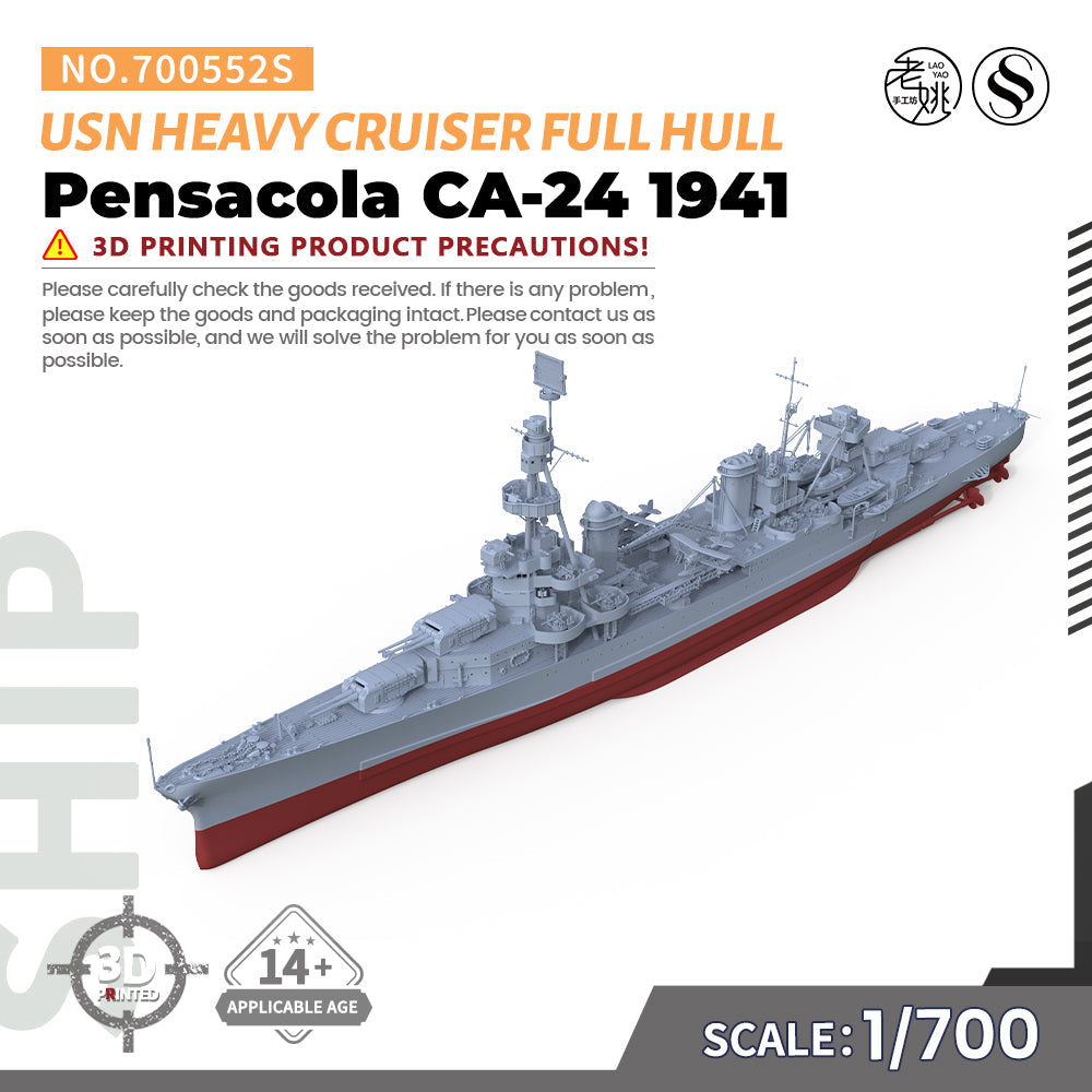 SSMODEL 552S Military Warship Model Kit US Navy Pensacola Heavy Cruiser 1941 CA-24 — scale model kit