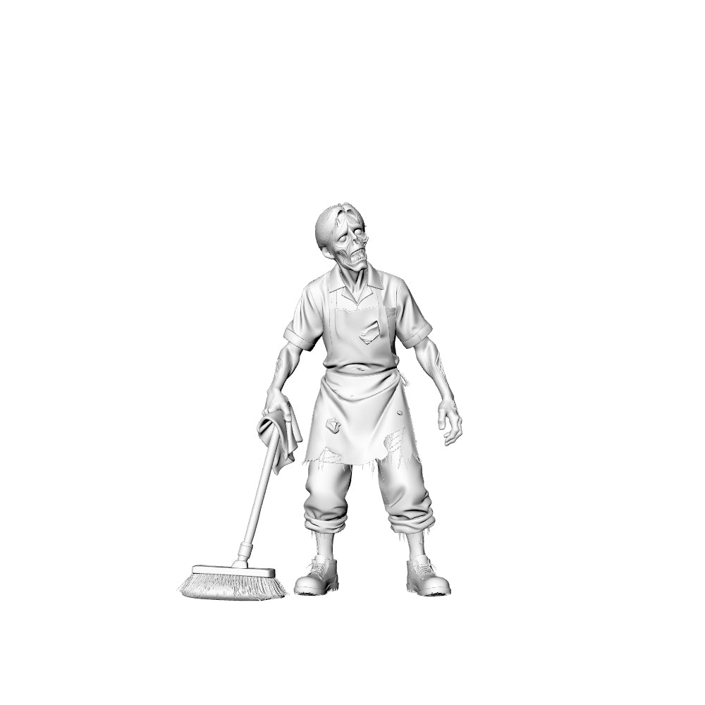 Detail view of MRY-SFW LYGR321 3D Printed Canteen Staff Zombies Set - Cook, Baker, Server, Cleaner Unpainted Model Kit Model