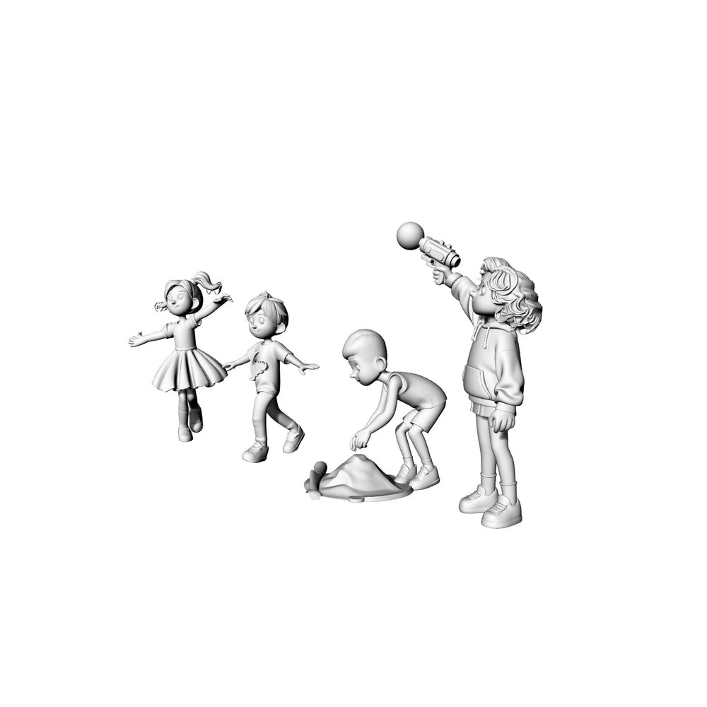Detail view of Yao's Studio LYTR077  Cute Playground Kids 3D Print Model Set | DIY Figurines for Desk Decor & Gifts 1set Model