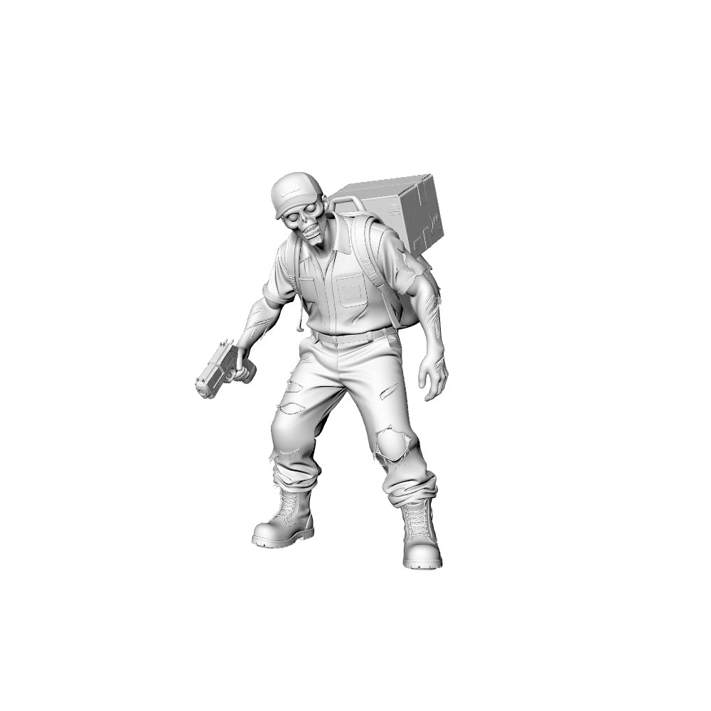 Detail view of MRY-SFW LYGR329 3D Printed Apocalypse Survivor Zombies Set - Backpacker & Armed Survivor Miniature Model Kit Model