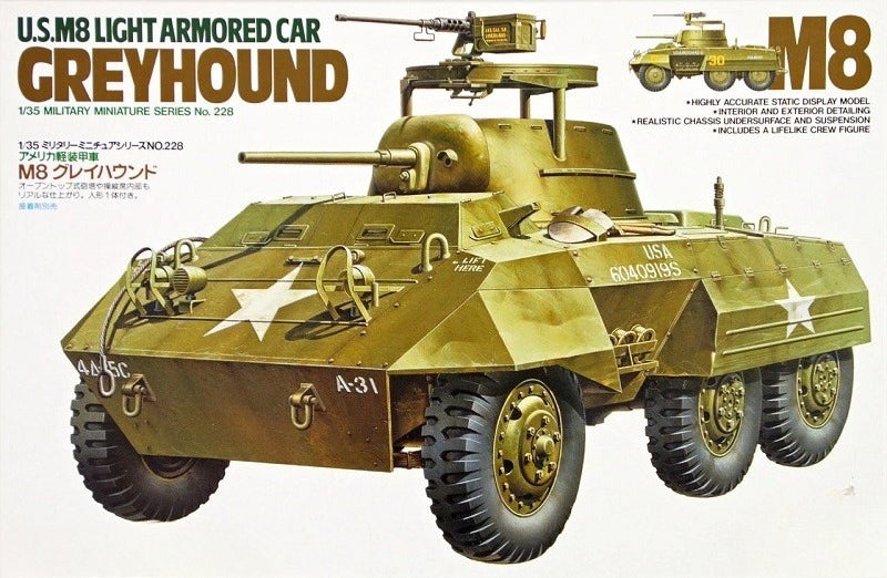 Tamiya 35228 1/35 Scale Military Model Kit U.S M8 Light Armored Car Greyhound