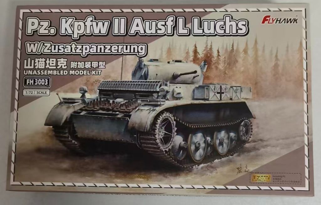 Flyhawk FH3003 1/72 Pz.Kpfw II Ausf L LUCHS w/Zusatzpanzerung Plastic Model Kit