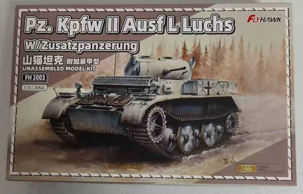 Flyhawk FH3003 1/72 Pz.Kpfw II Ausf L LUCHS w/Zusatzpanzerung Plastic Model Kit