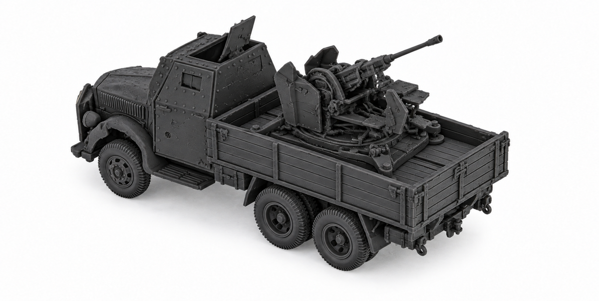 SSMODEL 1/72 1/144 Destroyed Opel Blitz 3t FLAK38 20mm armored cab MODEL TSS0652 — detail view 3