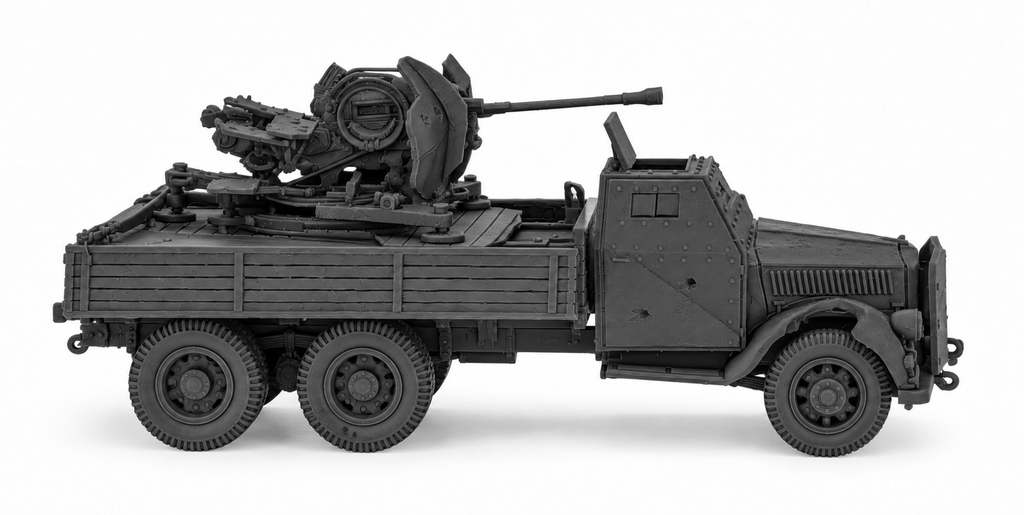 SSMODEL 1/72 1/144 Destroyed Opel Blitz 3t FLAK38 20mm armored cab MODEL TSS0652