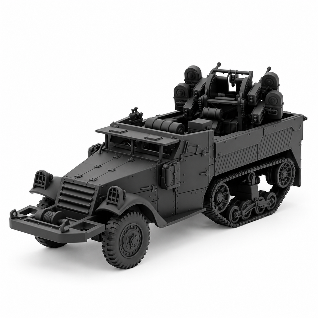 SSMODEL1/72 1/144 Multi Scale WWII US M3 Half-track Quad 50 AA Model Kit TSS0883