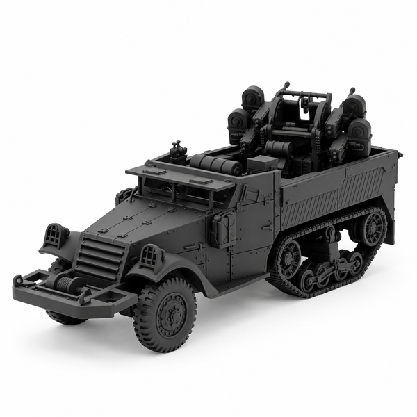 SSMODEL1/72 1/144 Multi Scale WWII US M3 Half-track Quad 50 AA Model Kit TSS0883