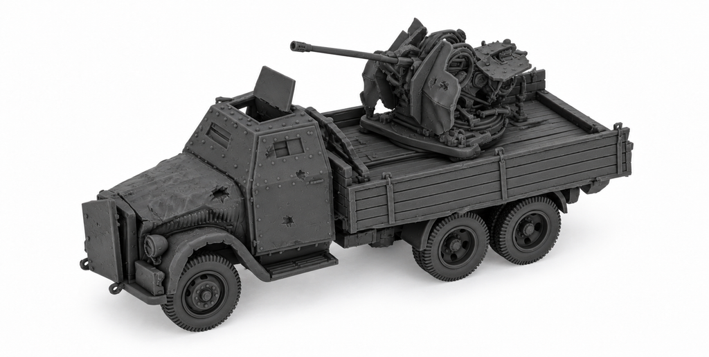 SSMODEL 1/72 1/144 Destroyed Opel Blitz 3t FLAK38 20mm armored cab MODEL TSS0652
