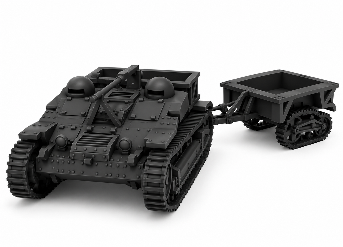 SSMODEL 1/72 1/144 Renault UE Transporter with Trailer Resin MODEL KIT TSS0794 — detail view 3
