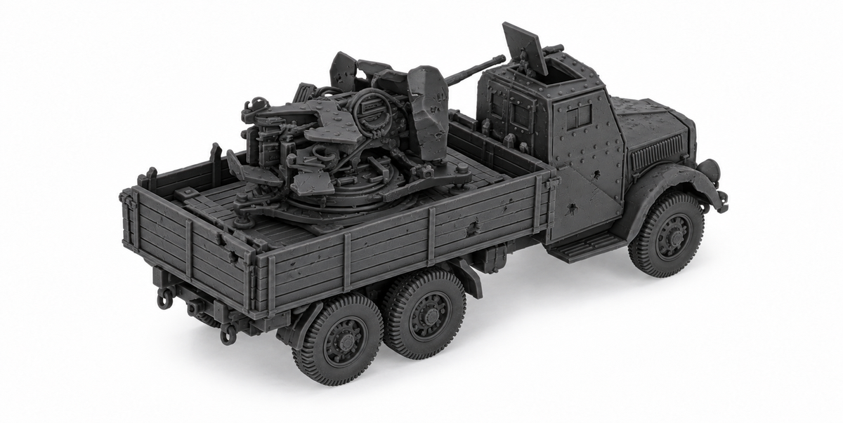 SSMODEL 1/72 1/144 Destroyed Opel Blitz 3t FLAK38 20mm armored cab MODEL TSS0652 — detail view 4
