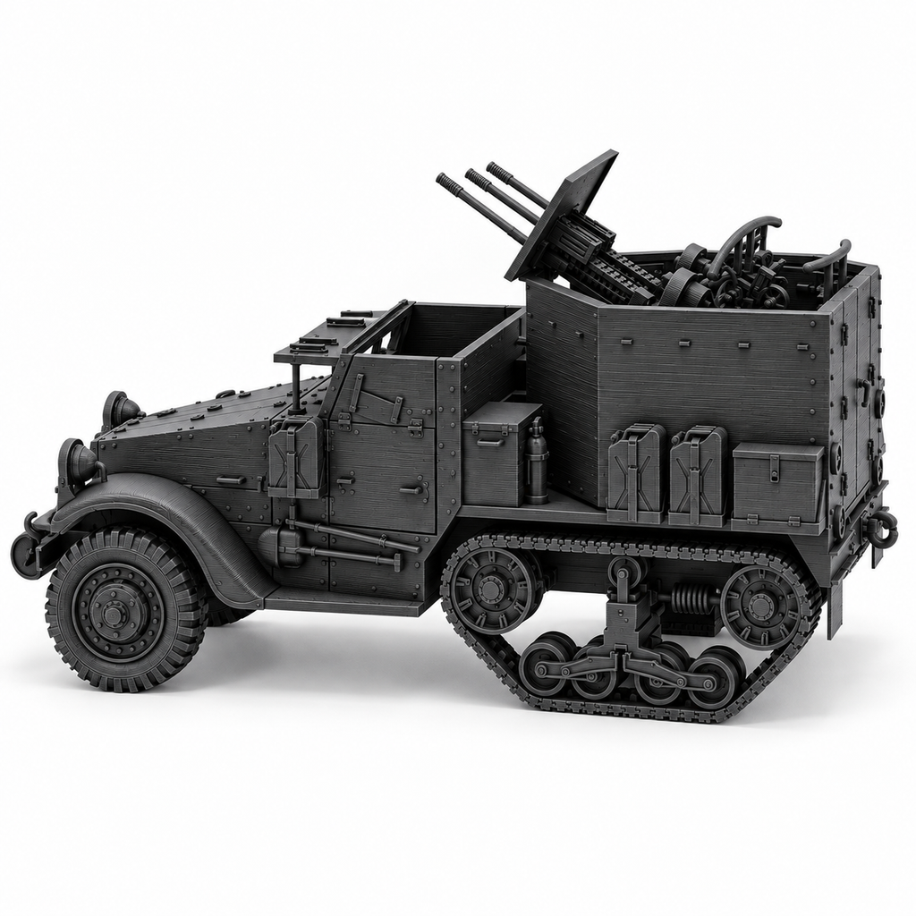 SSMODEL1/72 1/144 Multi Scale WWII US M15A1 Half-track CGMC AA Model Kit TSS0874