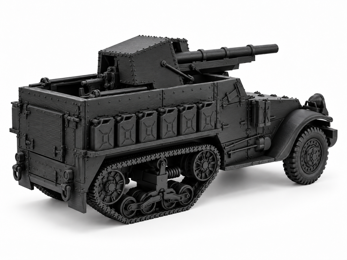 SSMODEL 1/72 1/144 Multi Scale WWII US M3 Half-track 75mm GMC Model Kit TSS0880 — detail view 4
