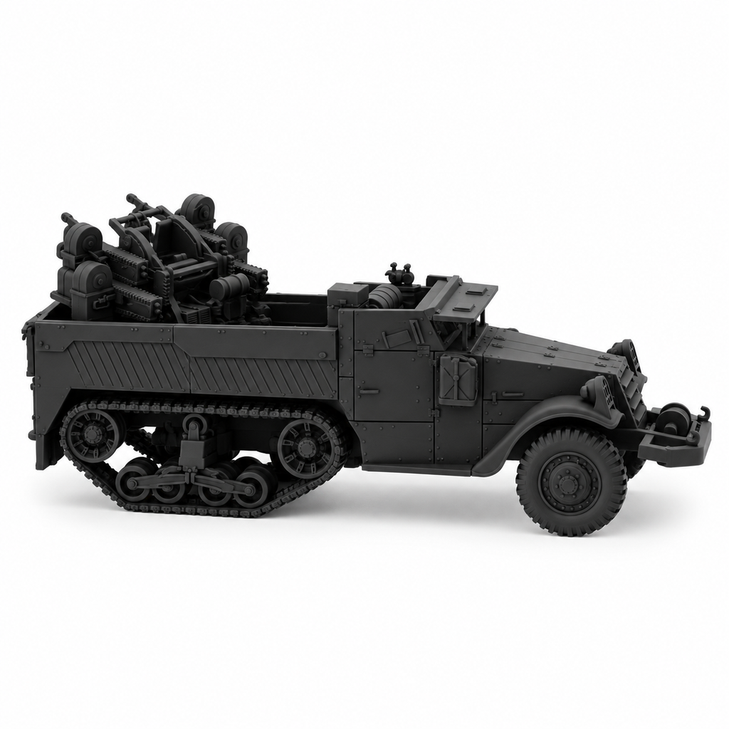 SSMODEL1/72 1/144 Multi Scale WWII US M3 Half-track Quad 50 AA Model Kit TSS0883