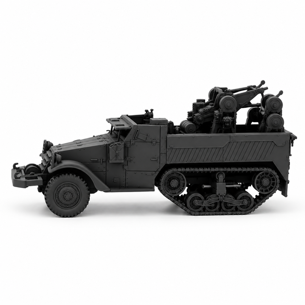 SSMODEL1/72 1/144 Multi Scale WWII US M3 Half-track Quad 50 AA Model Kit TSS0883