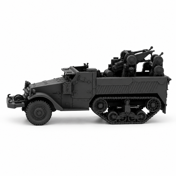 SSMODEL1/72 1/144 Multi Scale WWII US M3 Half-track Quad 50 AA Model Kit TSS0883