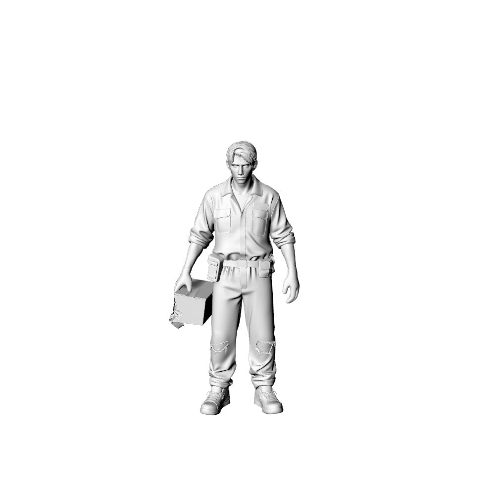 Detail view of MRY-SFW LYGR323 3D Printed Post-Apocalyptic Supermarket Clerk Survivors Set Wargame Miniatures Model