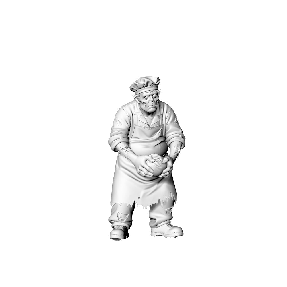 Detail view of MRY-SFW LYGR321 3D Printed Canteen Staff Zombies Set - Cook, Baker, Server, Cleaner Unpainted Model Kit Model
