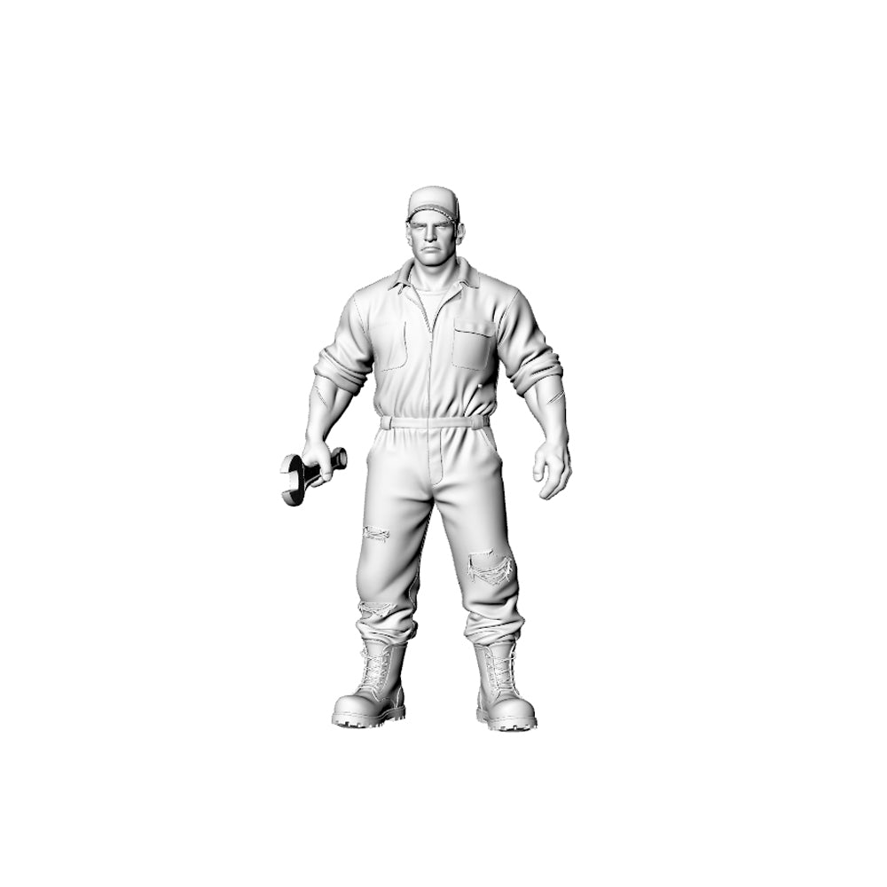 Detail view of MRY-SFW LYGR322 3D Printed Post-Apocalyptic Wasteland Auto Repair Survivors Set Wargame Miniatures Model