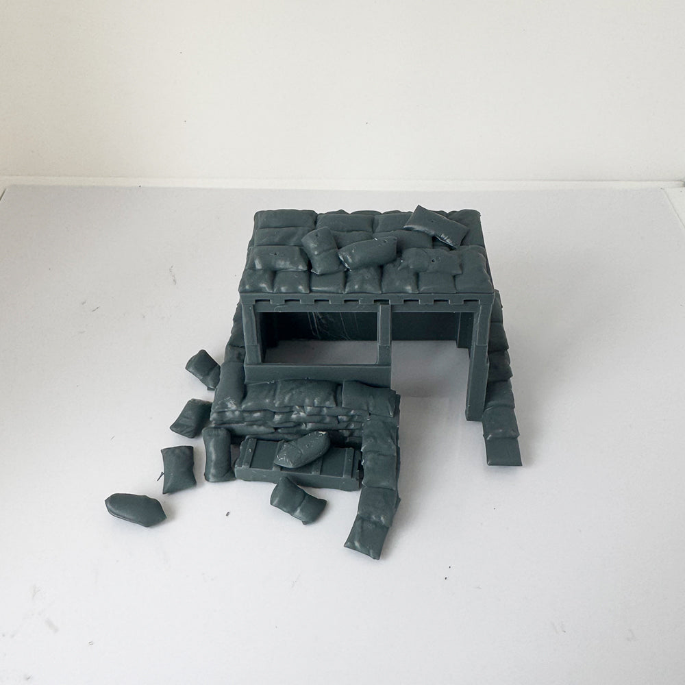 LYTS104 3D Printed Model Kit Scenic Terrain Military Bunker Scene Including Sandbags Buildings And Crates