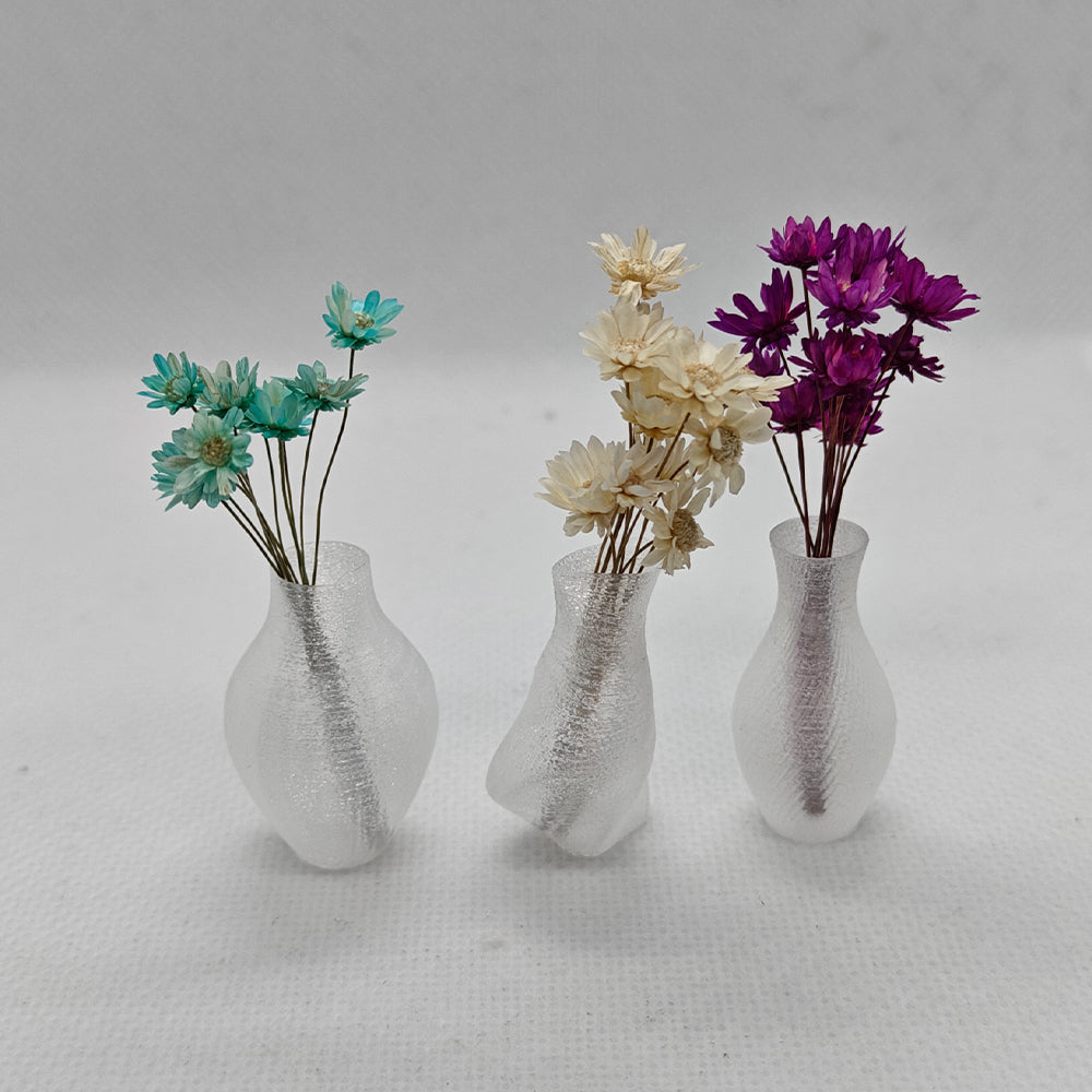 LYTP12401C/E/G/H 1/12 Scale Art Vases Lot of 3 + 3 flowers Dollhouse Miniature Mini Diorama Decor Garden BJD Ornamental