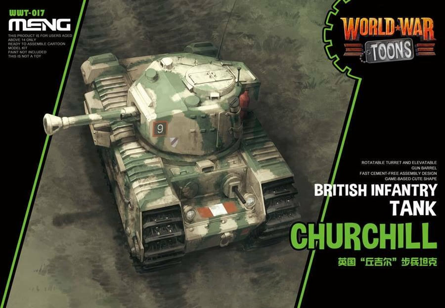 Meng Model Misc Churchill British Infantry Tank 'World War Toons' #WWT017USA — scale model kit