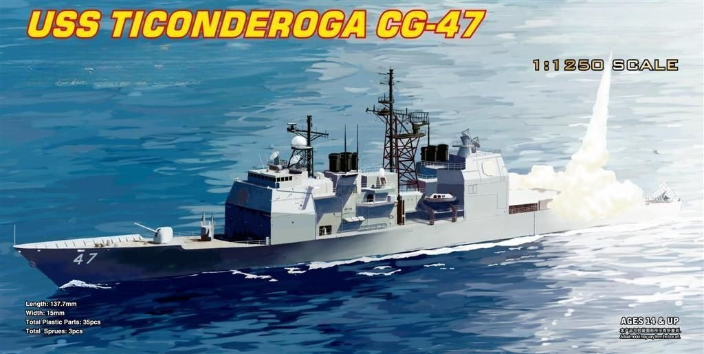 Hobbyboss 82501 1:1250 Scale Uss Ticonderoga CG-47 model kit — scale model kit