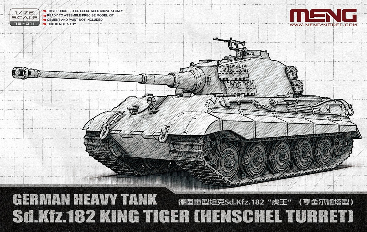 MENG 72-011 1/72 German Heavy Tank Sd.Kfz. 182 King Tiger(Henschel Turret) Kit — scale model kit