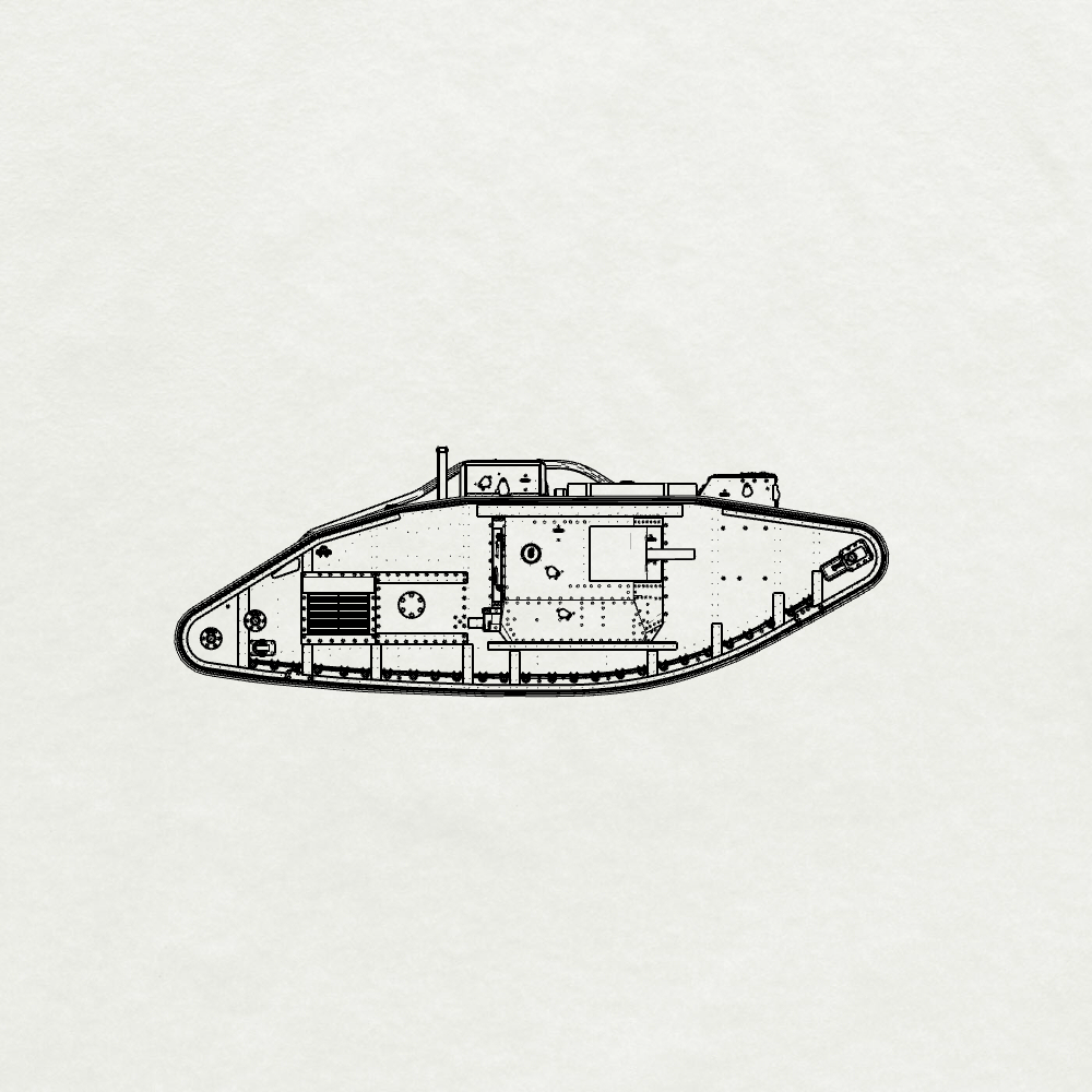 Detail view of SSMODEL 372 Military Model Kit Great Britain Machine Mark V, Male Heavy Tanks Model