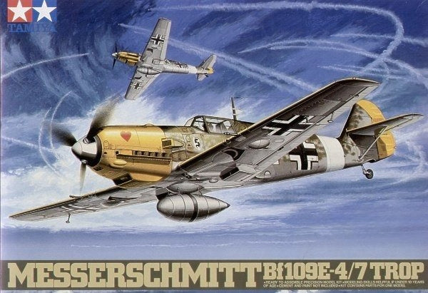 Tamiya 61063 1/48 Scale Aircraft Model Kit German Messerschmitt Bf109 E-4/7 Trop — scale model kit