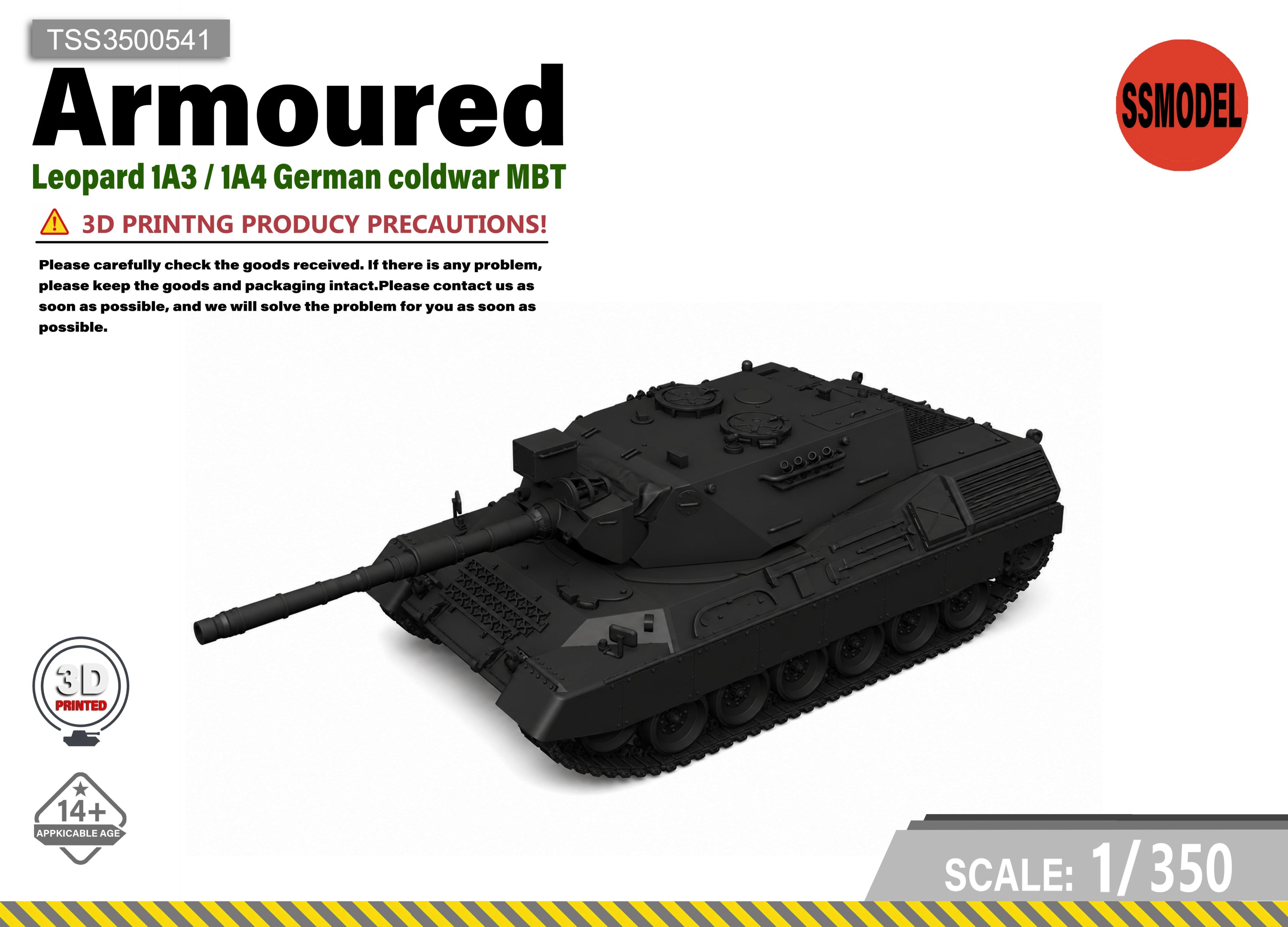 SSMODEL 1/350  Leopard 1A3 / 1A4 German coldwar MBT Resin Model Kit TSS3500541 — scale model kit