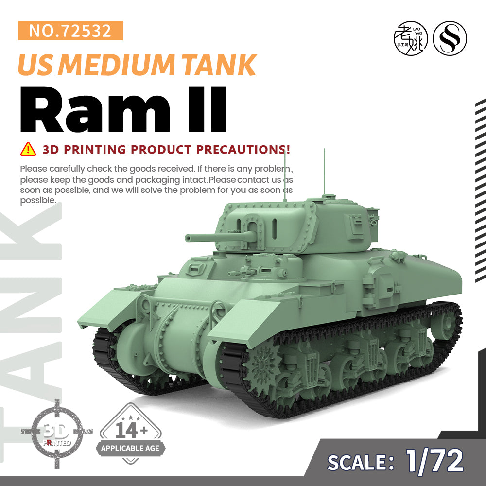 SSMODEL 532 Military Armoured Model Kit US Ram II Medium Tank Main image