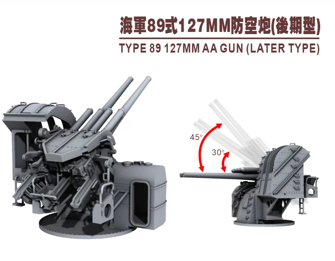 SSMODEL R350016   1/350Ratio 127mm gun late stage split three angle adjustments